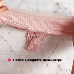 Kit Liana • 5 Calcinhas de Algodão Canelado com Renda – Frete Grátis + Brinde