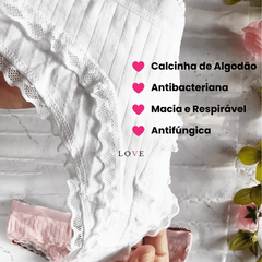 Kit Liana • 5 Calcinhas de Algodão Canelado com Renda – Frete Grátis + Brinde