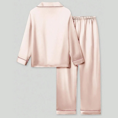 Pijama Longo e Quentinho Rose com detalhes em Cetim